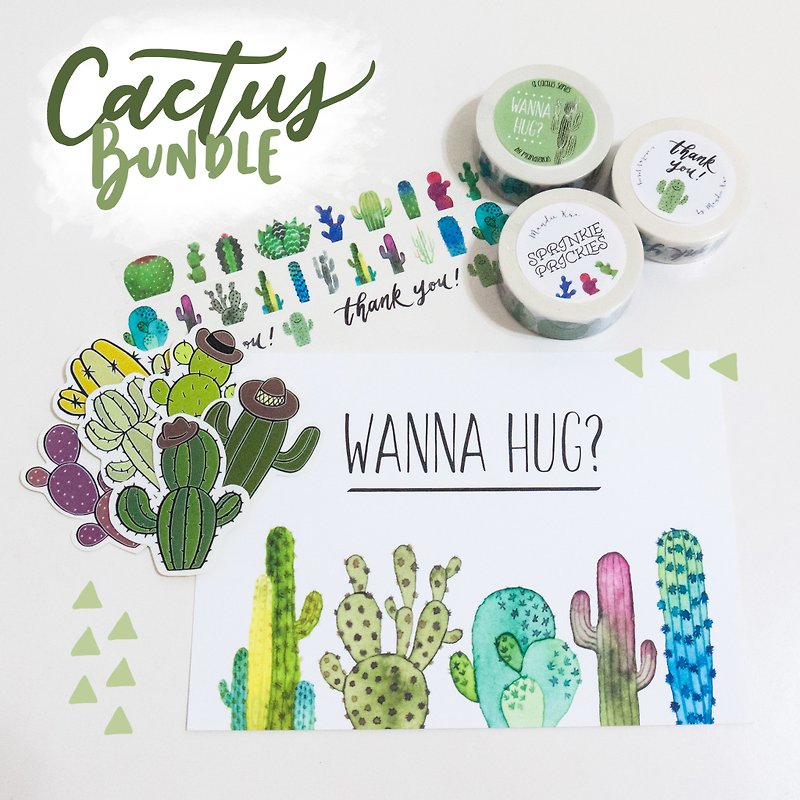 Cactus Bundle (SPECIAL OFFER) - สติกเกอร์ - กระดาษ สีเขียว