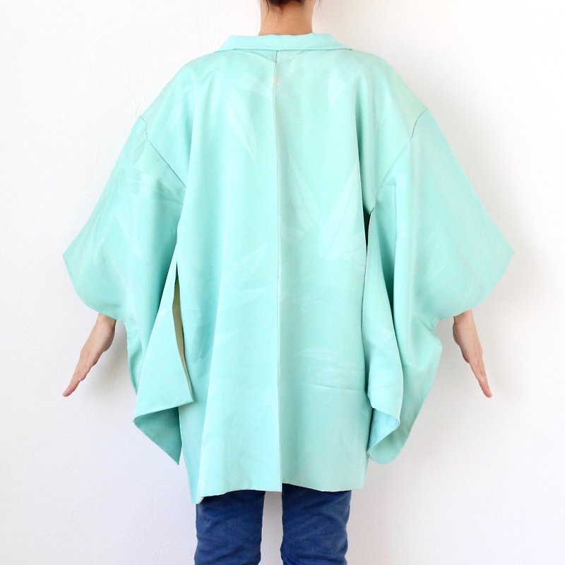 bamboo grass haori, Short kimono, Kimono cardigan, Kimono jacket /3412 - เสื้อแจ็คเก็ต - ผ้าไหม สีเขียว