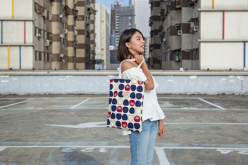 Fu Shen Dao / Blue Rice Black / Simple Handbag Shoulder Bag Canvas Bag - กระเป๋าแมสเซนเจอร์ - ผ้าฝ้าย/ผ้าลินิน 