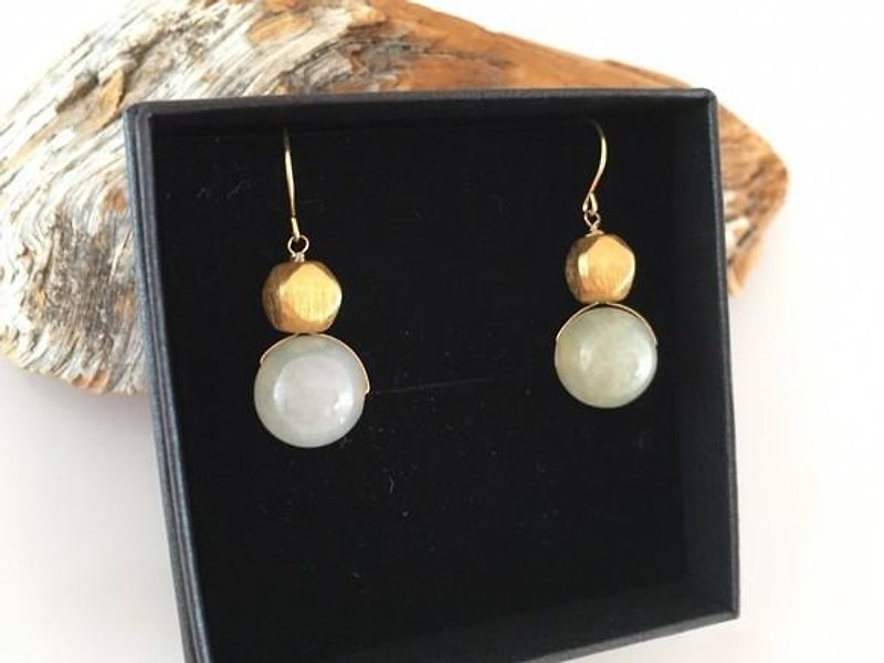 Myanmar natural jade ◇ K14GF earrings / earrings 3 - Earrings & Clip-ons - Gemstone 