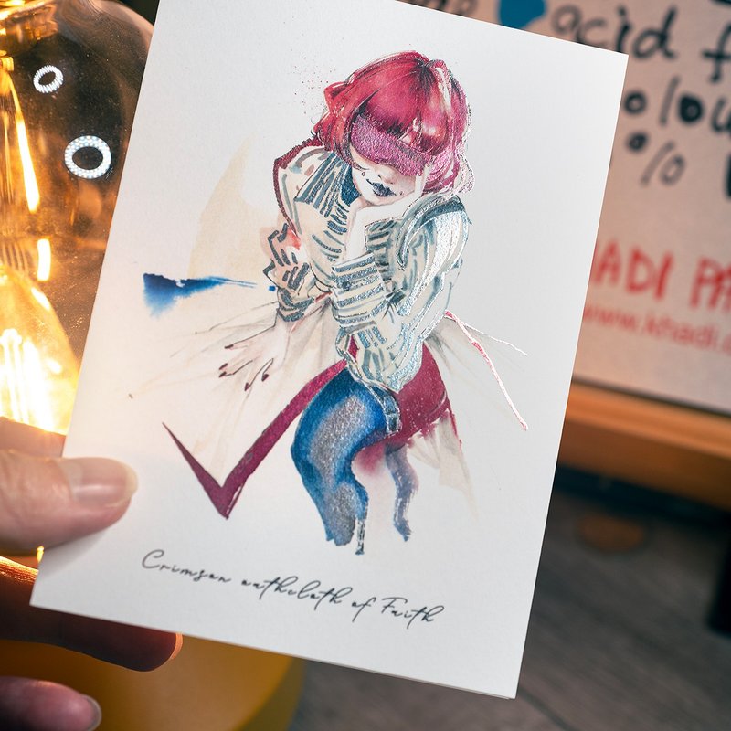 Gold Foil Postcard  – 【The Crimson Vow of Faith】 - การ์ด/โปสการ์ด - กระดาษ 