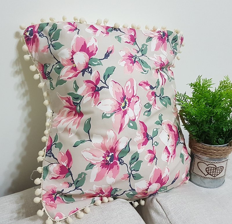 Nordic style pastoral apricot pink Peach big flower pattern pillow cushion cushion pillowcase - Pillows & Cushions - Paper Orange
