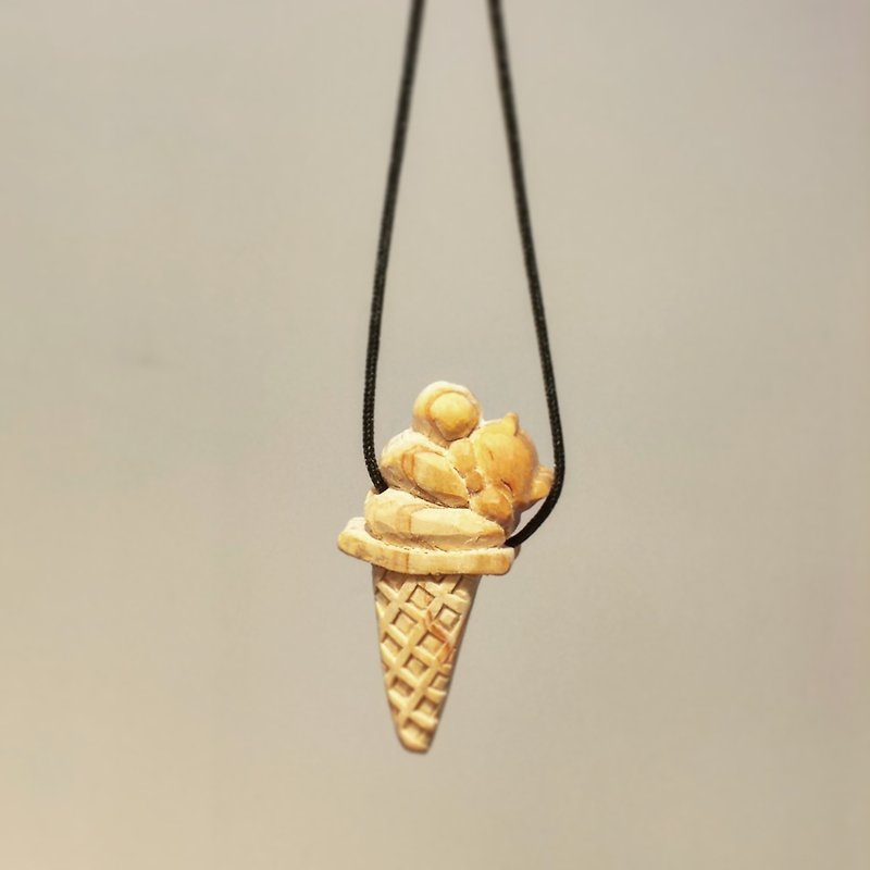 Gluttonous mouthful of cone pendant - Wood, Bamboo & Paper - Wood Orange