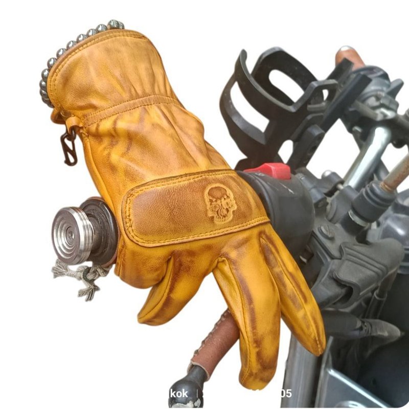 Gloves Real Leather in waxed by hands classic cafe racer gloves Biker vintage - 其他 - 真皮 