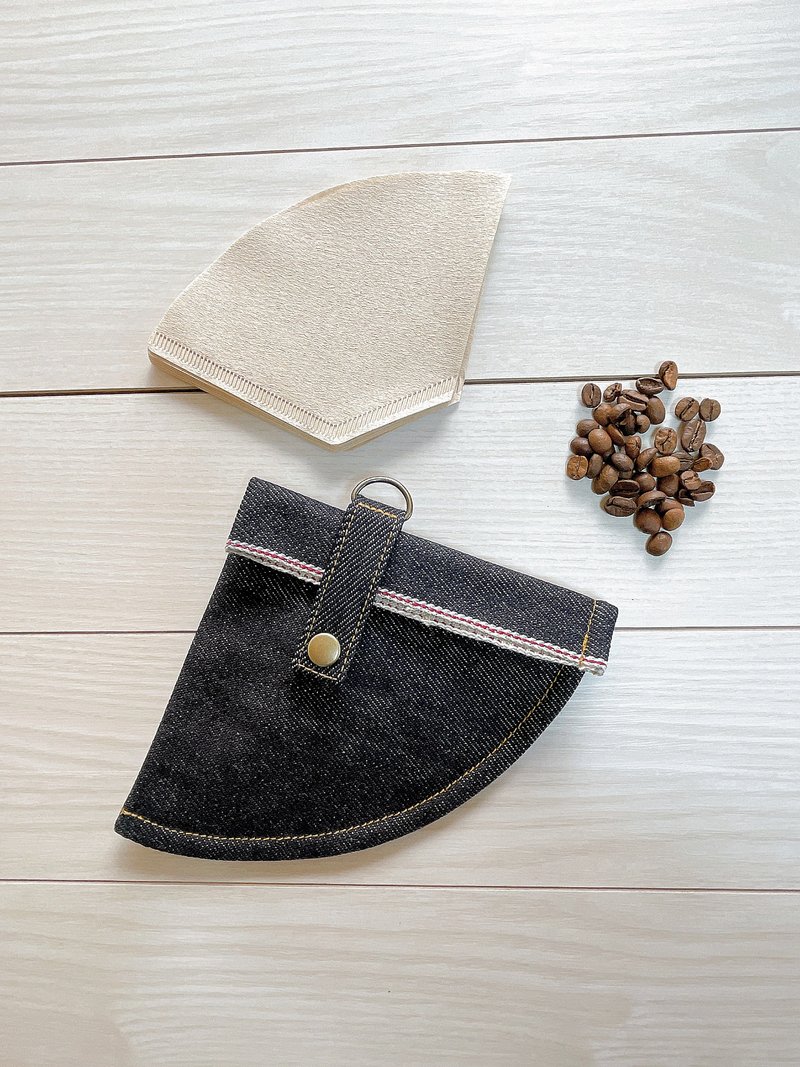 Okayama Denim Coffee Filter Case Camping Outdoor Selvedge Denim - อื่นๆ - ผ้าฝ้าย/ผ้าลินิน สีน้ำเงิน