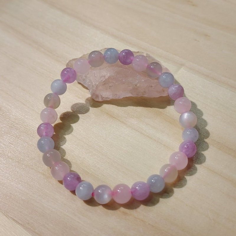 Design Style - Gray Moonstone Aquamarine Pink Quartz Lavender Amethyst Bracelet - Bracelets - Crystal 