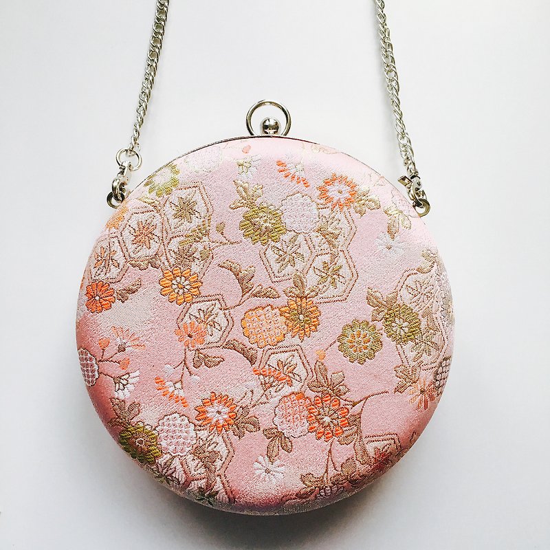 Bagel Bag - Japanese Pinky Flowers - Messenger Bags & Sling Bags - Silk Pink