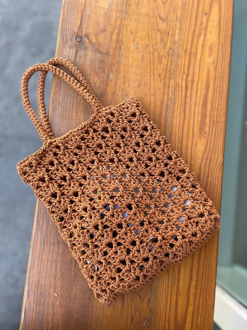 Flower hollow bag (caramel color) - Handbags & Totes - Other Materials Brown