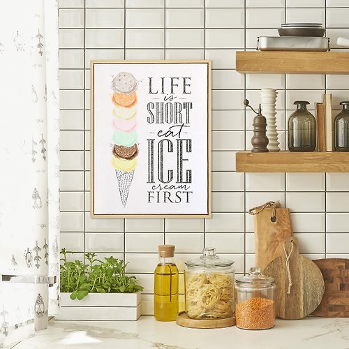 菠蘿選畫所 生活就像冰淇淋 - 手繪甜點掛畫/夏天手繪冰品裝飾畫/輕鬆小品
