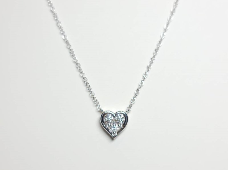 Peninsula Series Eternal Heart Diamond 18K White Gold Chain Set [Renai Boutique] - Necklaces - Diamond Transparent