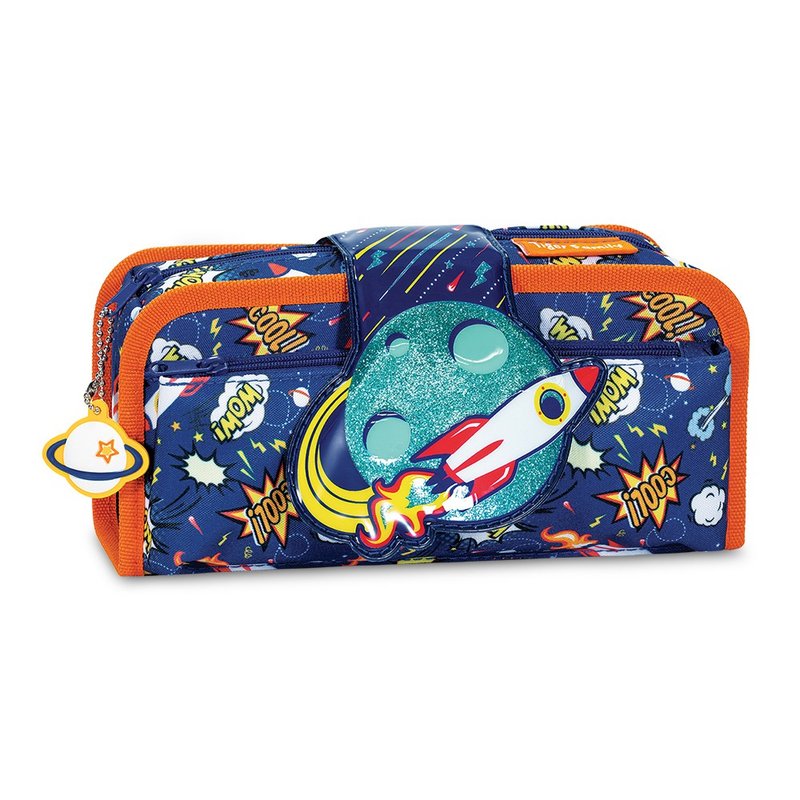 Tiger Family FunTime Fun Pencil Case – Rocket Outer Space - Toiletry Bags & Pouches - Plastic Blue