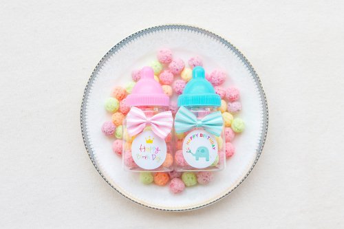 幸福朵朵 婚禮小物 花束禮物 生日分享禮 小奶瓶糖果 五彩球餅乾 2色可選 幼稚園慶生