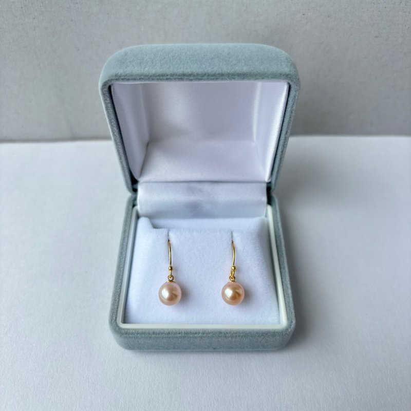 日本淡水珍珠耳環 14KGF 耳勾 耳環 珍珠耳環 珍珠飾品 - 耳環/耳夾/耳骨夾 - 珍珠 粉紅色