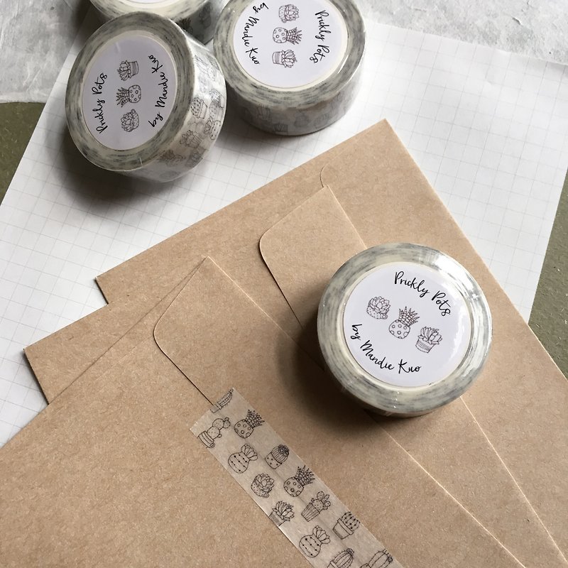 ジューシーな小さな鉢植え紙テープ - マスキングテープ - 紙 ホワイト
