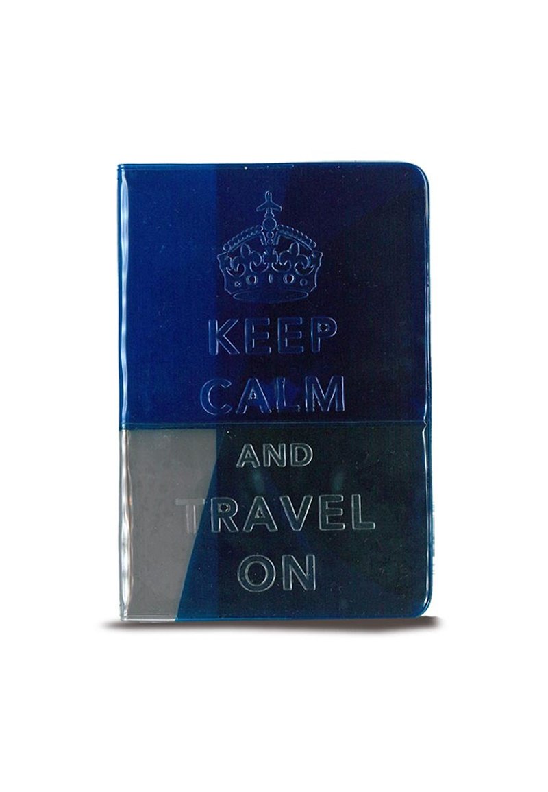 Keep Calm & Travel On Neon Jelly Passport Holder - Navy Blue  colorless - ที่เก็บพาสปอร์ต - พลาสติก สีน้ำเงิน