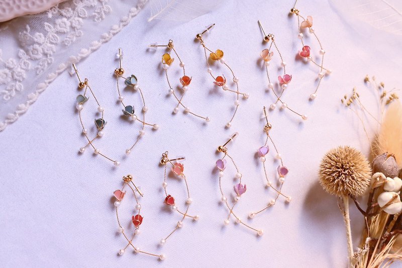 Mermaid Ji Natural Pearl Earrings - Earrings & Clip-ons - Plastic Pink