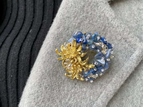ART COLE 【母親節禮盒】和風拉布拉多石芍藥胸針 清雅胸針 日本風格胸針v2