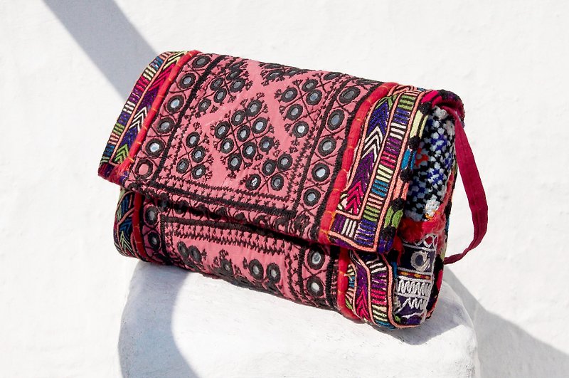 Hand-embroidered ancient cloth cross-body bag, ethnic style bag, side bag, shoulder bag, hand-made bag, embroidered bag-Desert - Messenger Bags & Sling Bags - Cotton & Hemp Multicolor