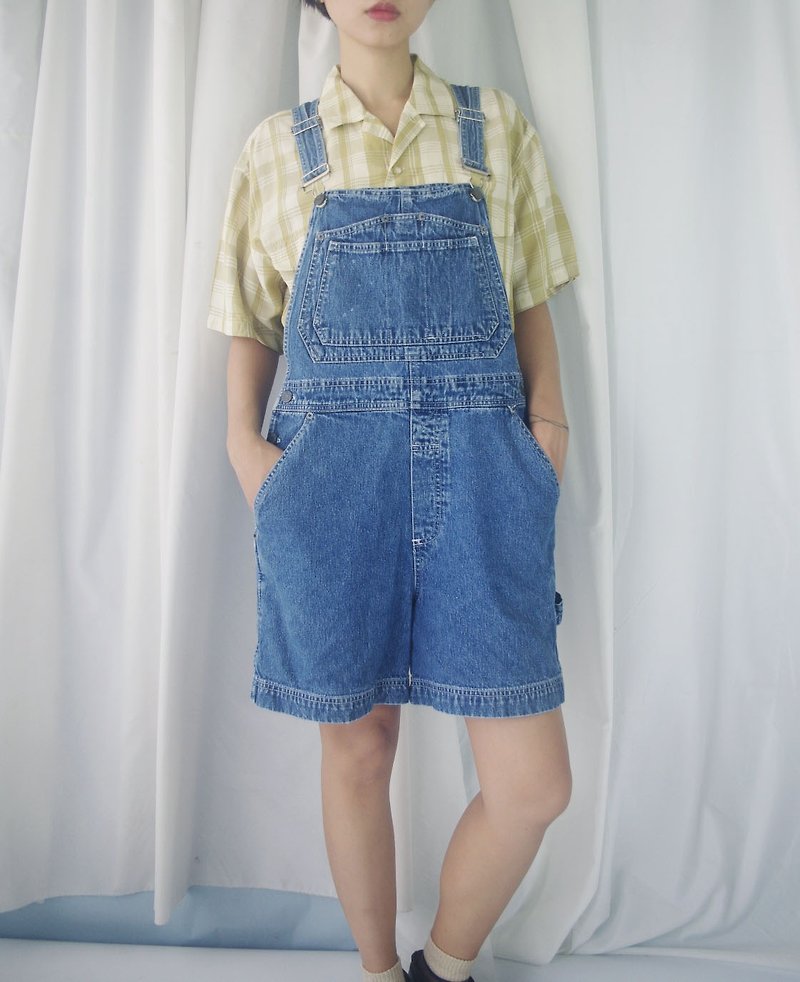 Treasure Hunting Vintage - Boy Wind Vintage Washed Old Blue Sling Shorts - Overalls & Jumpsuits - Cotton & Hemp Blue