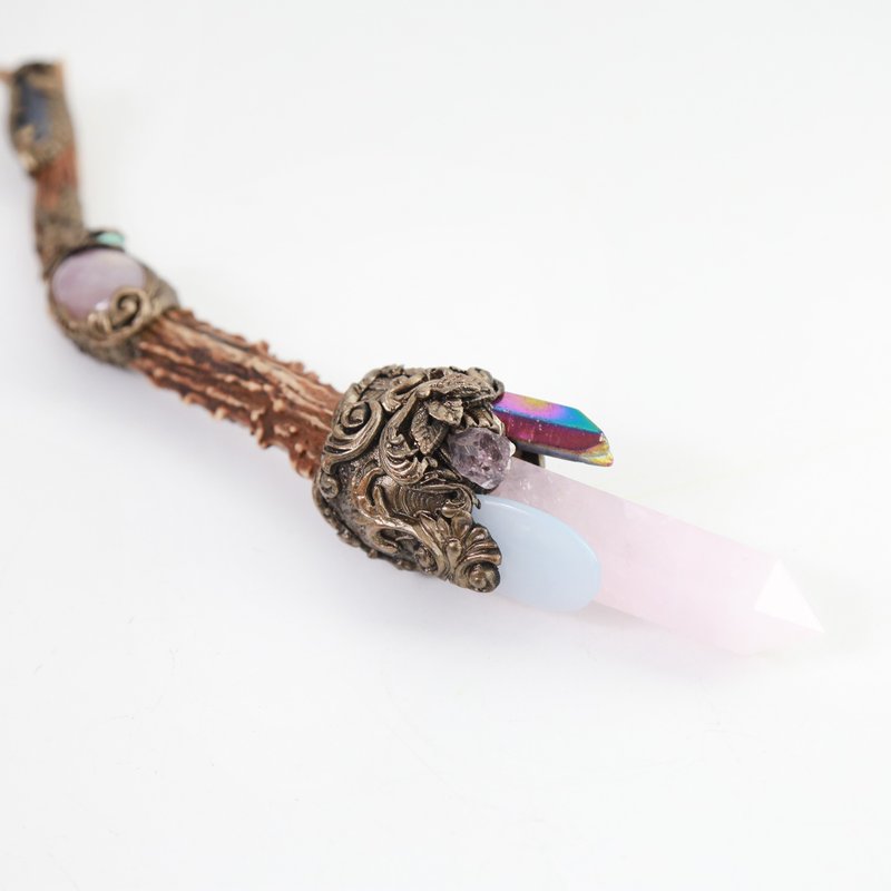 Rose Quartz Antler Wand - ของวางตกแต่ง - คริสตัล สึชมพู