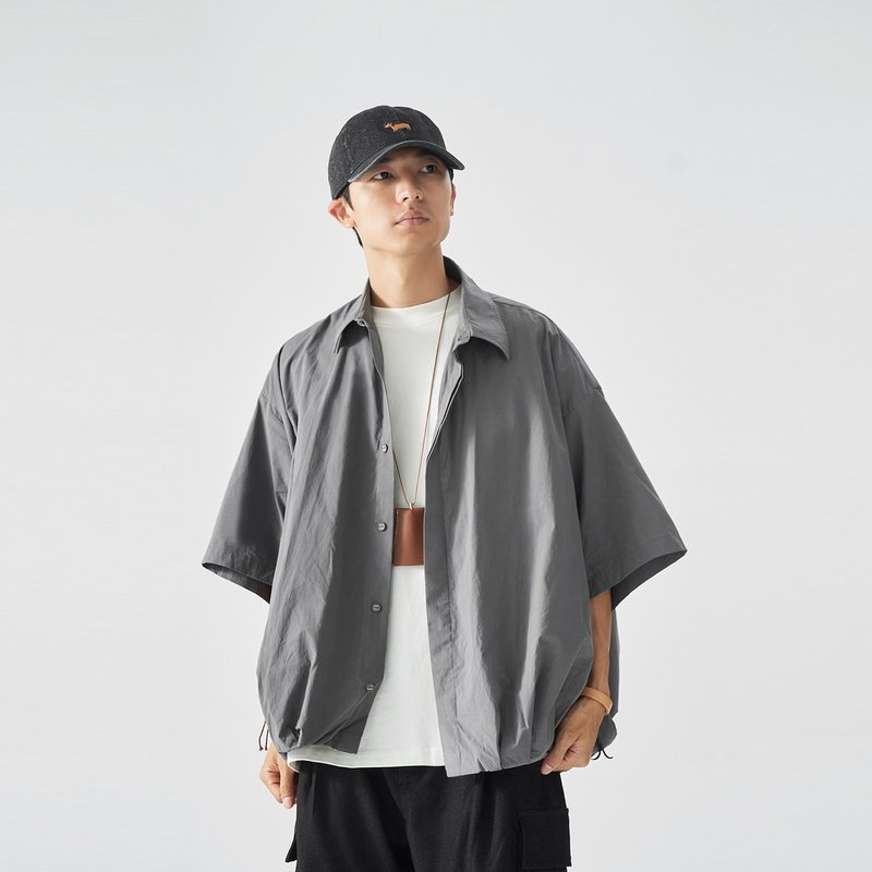 TopBasics 折疊下擺襯衫 - 男襯衫/休閒襯衫 - 棉．麻 灰色