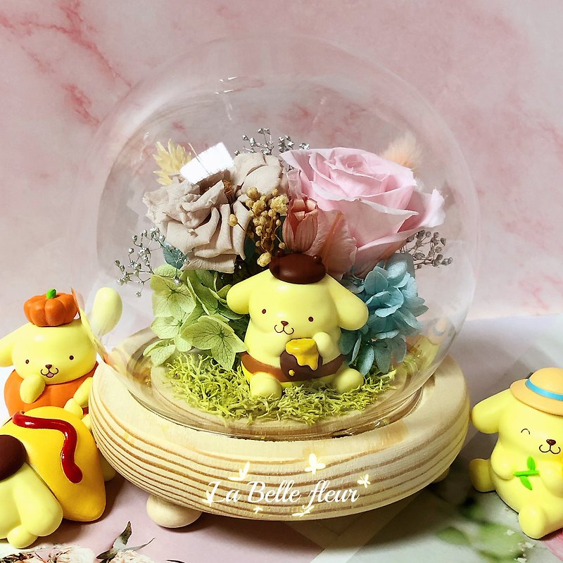 24hr shipment [Pudding Dog] Eternal Flower Night Light Glass Cup/Birthday Gift/Christmas Gift - ช่อดอกไม้แห้ง - พืช/ดอกไม้ 