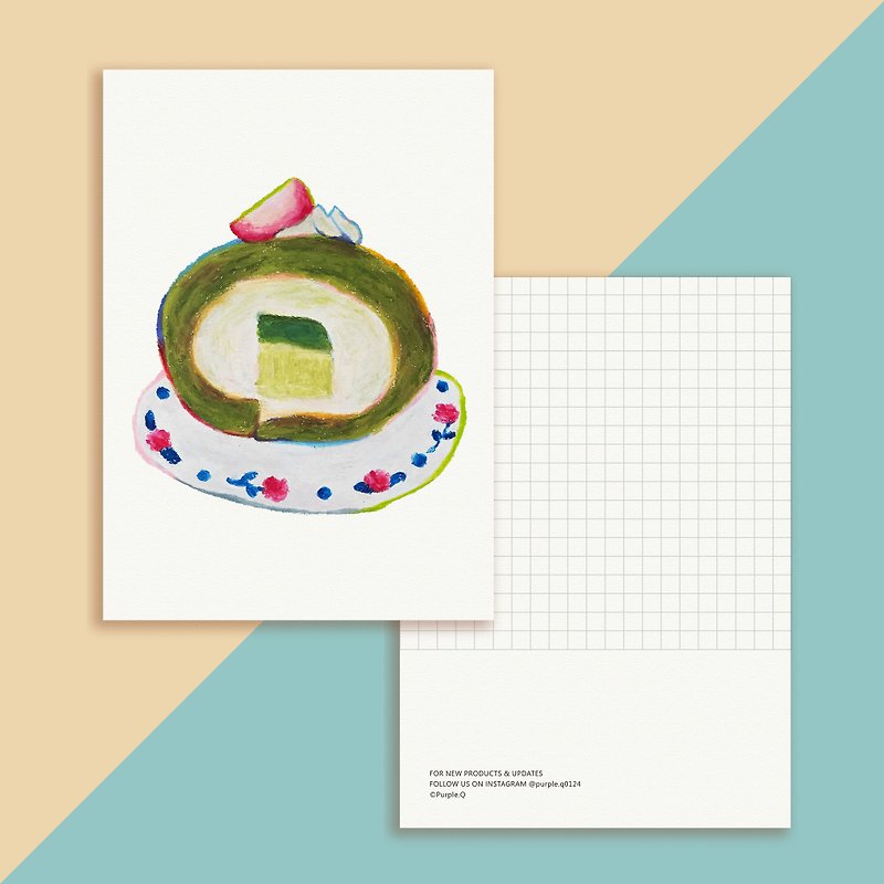 Strawberry Matcha Cake, Birthday Card, Greeting, Housewarming, Room Deco - การ์ด/โปสการ์ด - กระดาษ สีเขียว