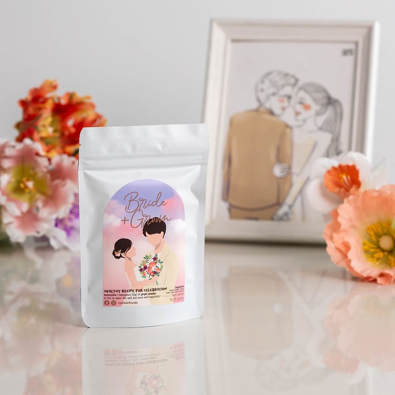 Custom Pink Wedding Gift 70 g x 50 packs | Organic ginger powder - Fruit & Vegetable Juice - Plants & Flowers Pink