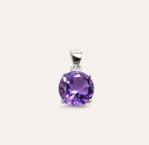 安的珠寶 AND Jewel AND 紫水晶 紫色 圓形 8mm 墜子 經典系列 Round P 天然寶石