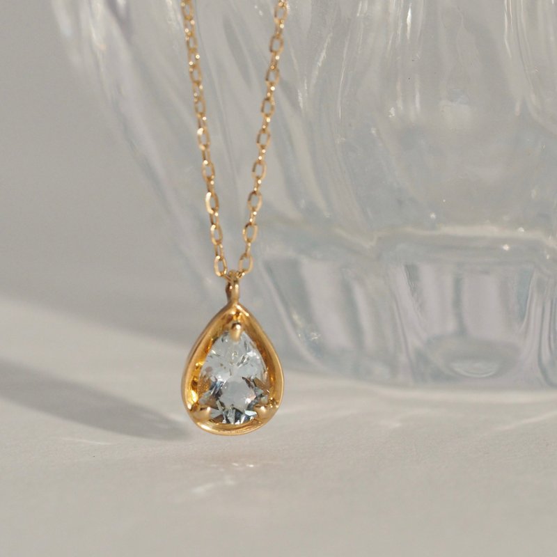 18K金海藍寶石梨形項鏈 18K Gold Aquamarine Pear Necklace - 項鍊 - 貴金屬 