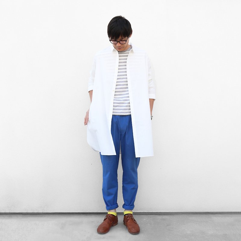 コットンロングシャツ・ユニセックスsizeF - 男襯衫/休閒襯衫 - 棉．麻 白色