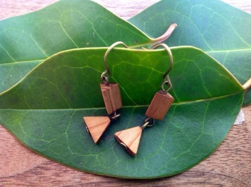 triangle earrings - Earrings & Clip-ons - Wood Brown