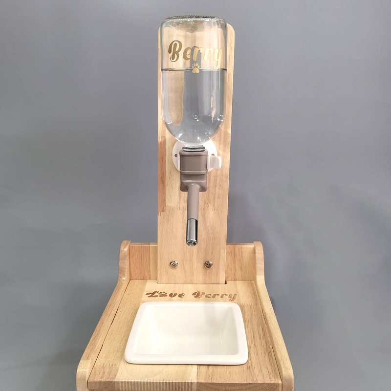 【Pet Shop系列】寵物立式飲水器 陶瓷碗 厚實木架 - 寵物碗/碗架/自動餵食器 - 陶 
