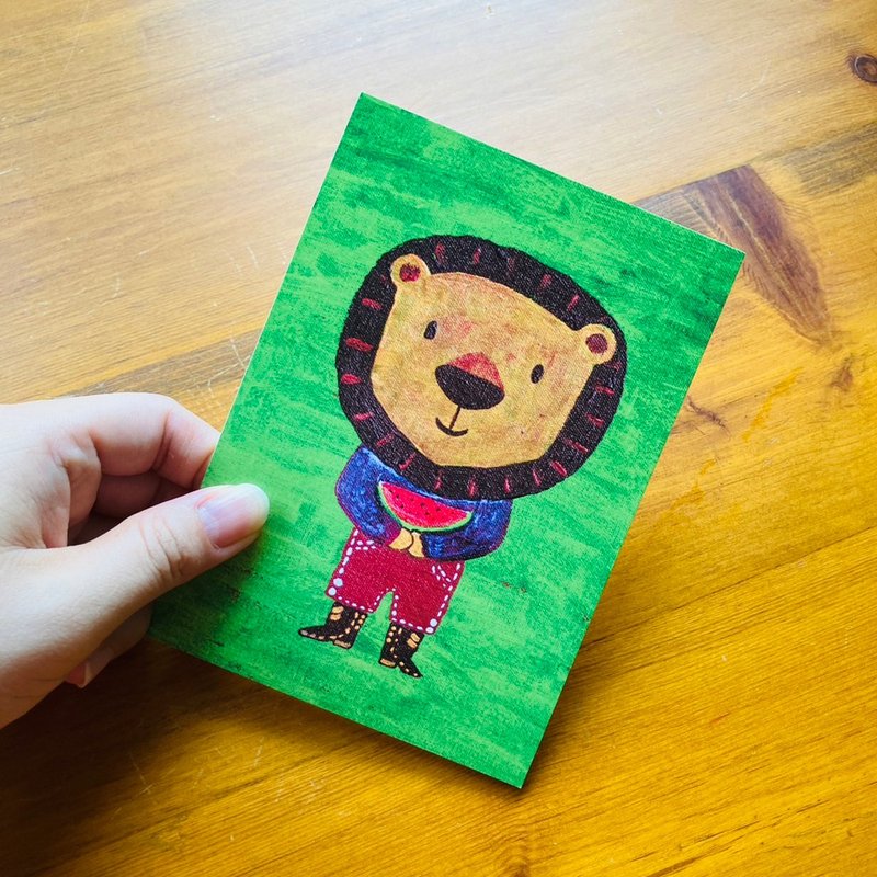 Postcard∣ Big Lion with Watermelon - Cards & Postcards - Paper Multicolor