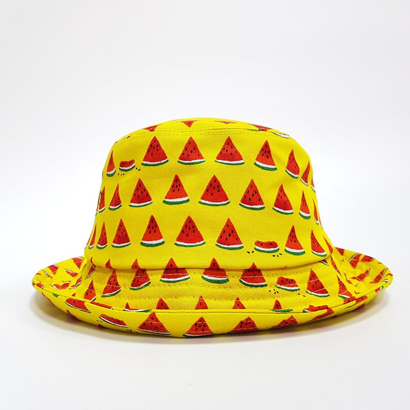 經典漁夫帽-  解你渴 小玉西瓜 2018 夏季新商品   #文青 #漁夫帽 - 帽子 - 棉．麻 黃色