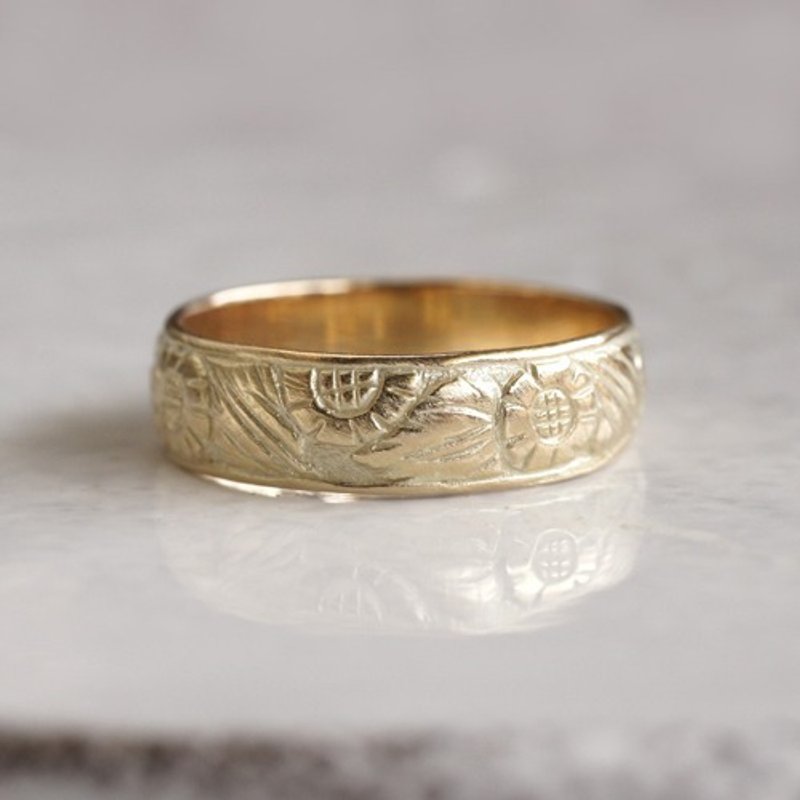 Sunflower ring   R067K10 - General Rings - Precious Metals Gold