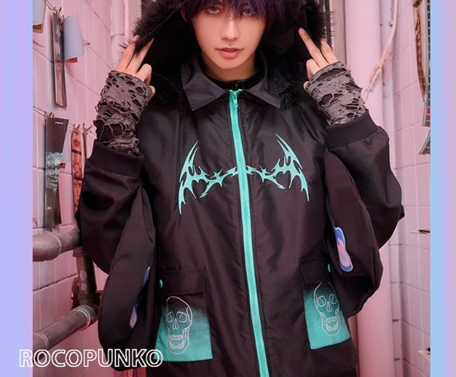 cyberpunk harajuku Naja warlock kimono sleeve windbreaker quilted