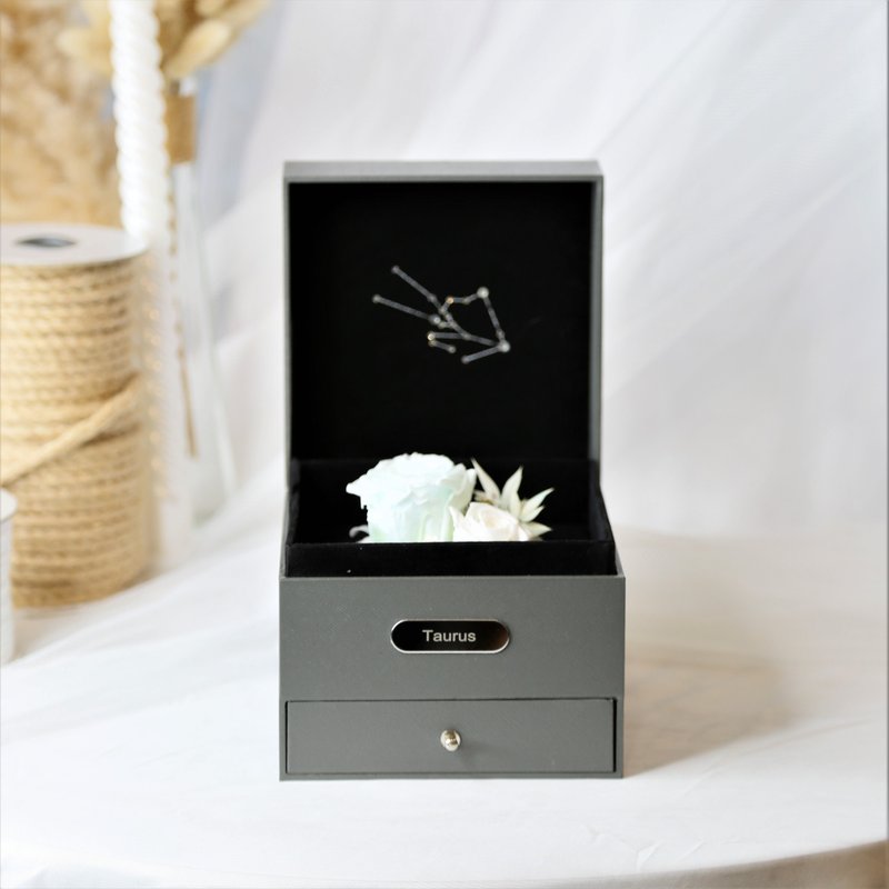 Taurus Taurus | Double Preserved Flower Constellation Gift Box - ช่อดอกไม้แห้ง - พืช/ดอกไม้ สีเขียว