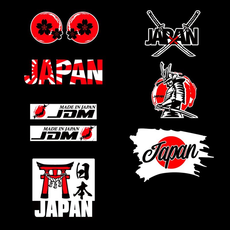 日本 國旗 JAPAN JDM 海拉風 日式風格 太陽旗 櫻花 反光貼紙 - 貼紙 - 防水材質 