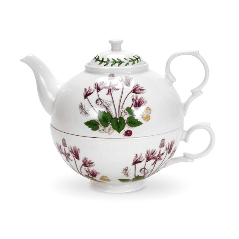 Portmeirion-Botanic Garden經典植物園系列-二合一壺杯組 - 茶壺/茶杯/茶具 - 瓷 白色