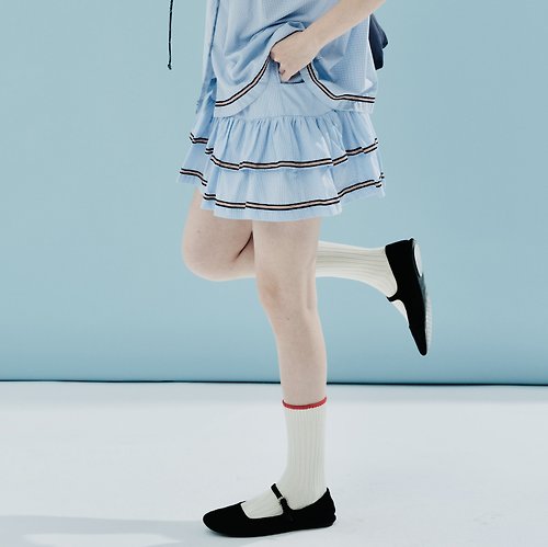 imakokoni 藍白格紋蛋糕小短裙 / 裙子 半身裙 A字裙