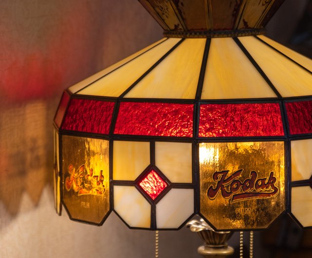 1960年代 KODAK 手象嵌ステンドグラス ティファニースタイル ランプ