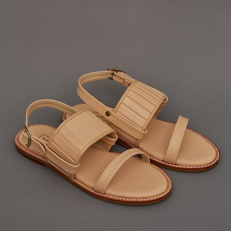 Pleated 2in1 Sandals - Nude - 女休閒鞋/帆布鞋 - 真皮 