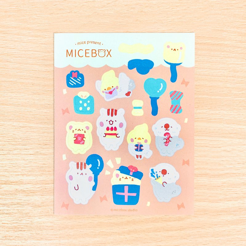 Pocket Sticker-Mouse and Mouse Party - สติกเกอร์ - กระดาษ สีส้ม