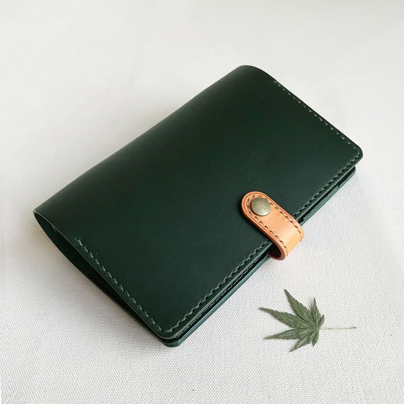 London A6 six-hole loose-leaf leather book jacket/handbook-British racing green/natural Brown/navy blue - สมุดบันทึก/สมุดปฏิทิน - หนังแท้ สีเขียว