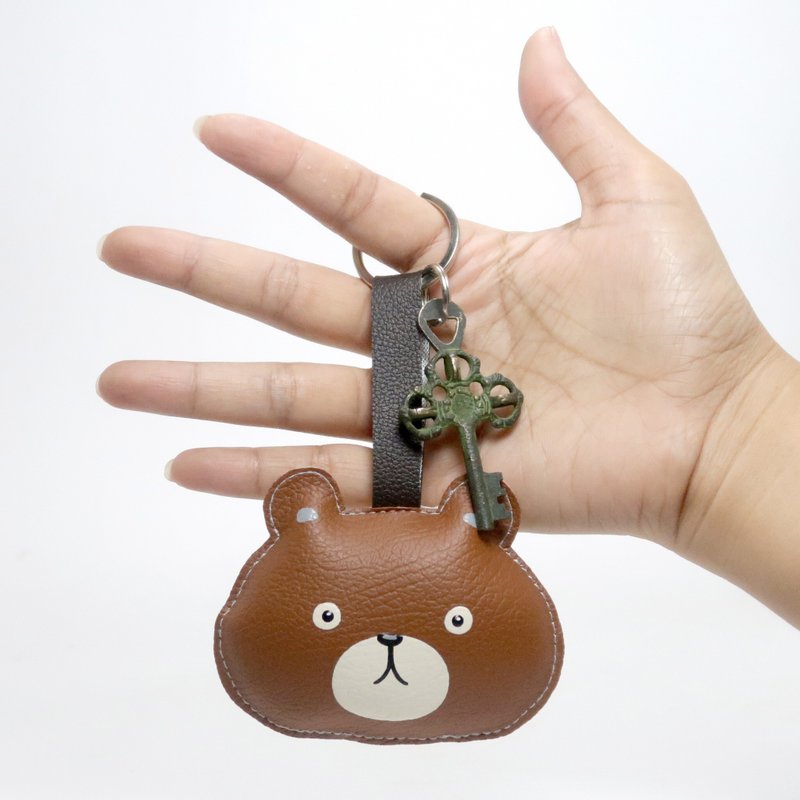 【雙11折扣】Brown Bear keychain, gift for animal lovers add charm to your bag. - Charms - Faux Leather Brown