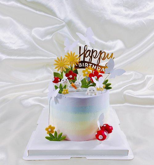 GJ.cake 兔子 蝴蝶 生日蛋糕 客製 造型 卡通 周歲寶寶母親節 6 8吋 面交