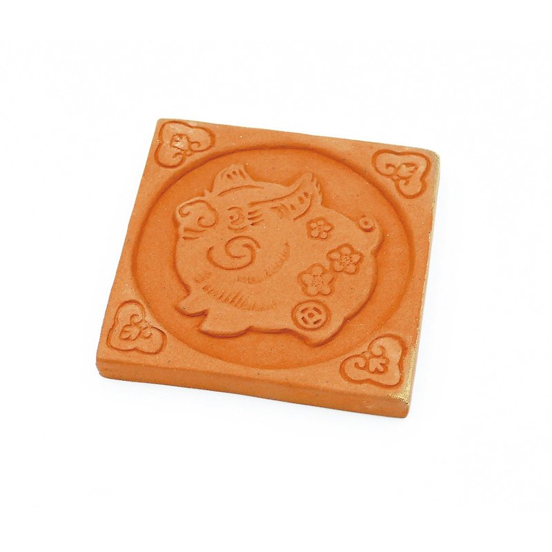 Everything goes well Brick carving absorbent coaster - Coasters - Other Materials 