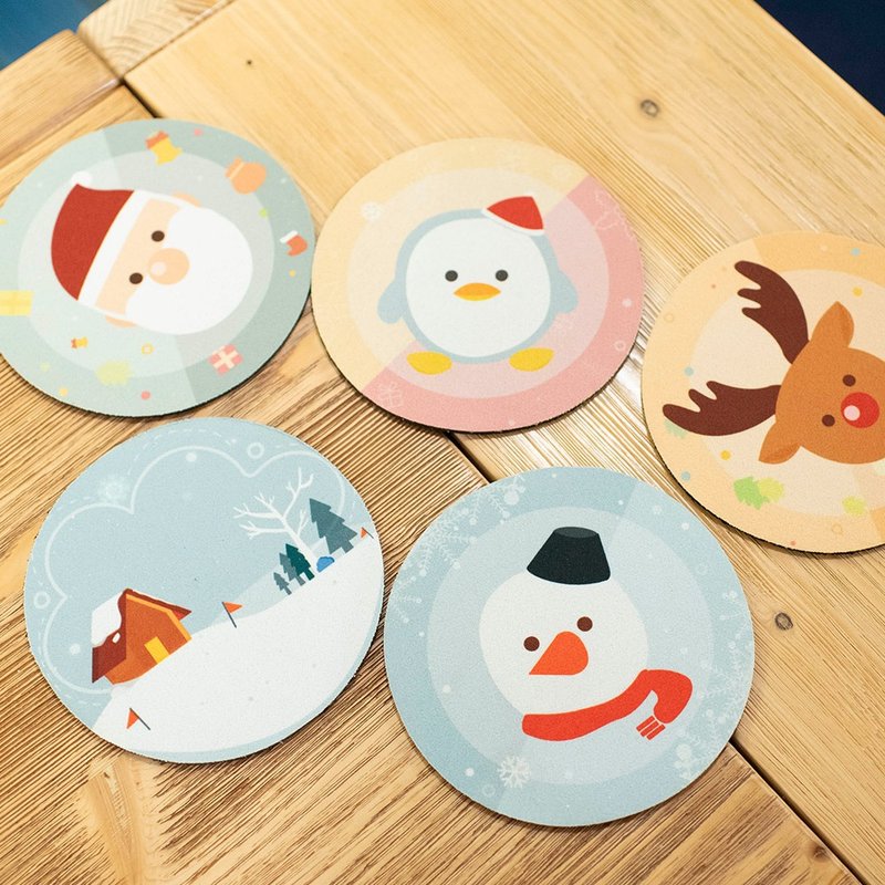 QIDINA 2 pieces/SGS Christmas limited edition thickened diatomaceous earth absorbent soft coaster 14cm - ที่รองแก้ว - วัสดุอีโค สีเทา