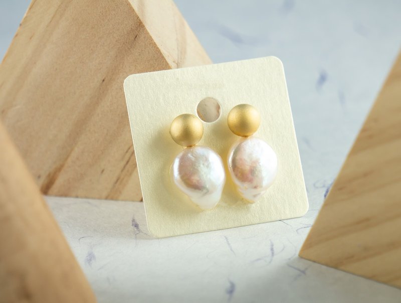 Edith & Jaz • Matt Ball Freshwater Coin Pearl Earrings - Earrings & Clip-ons - Pearl White